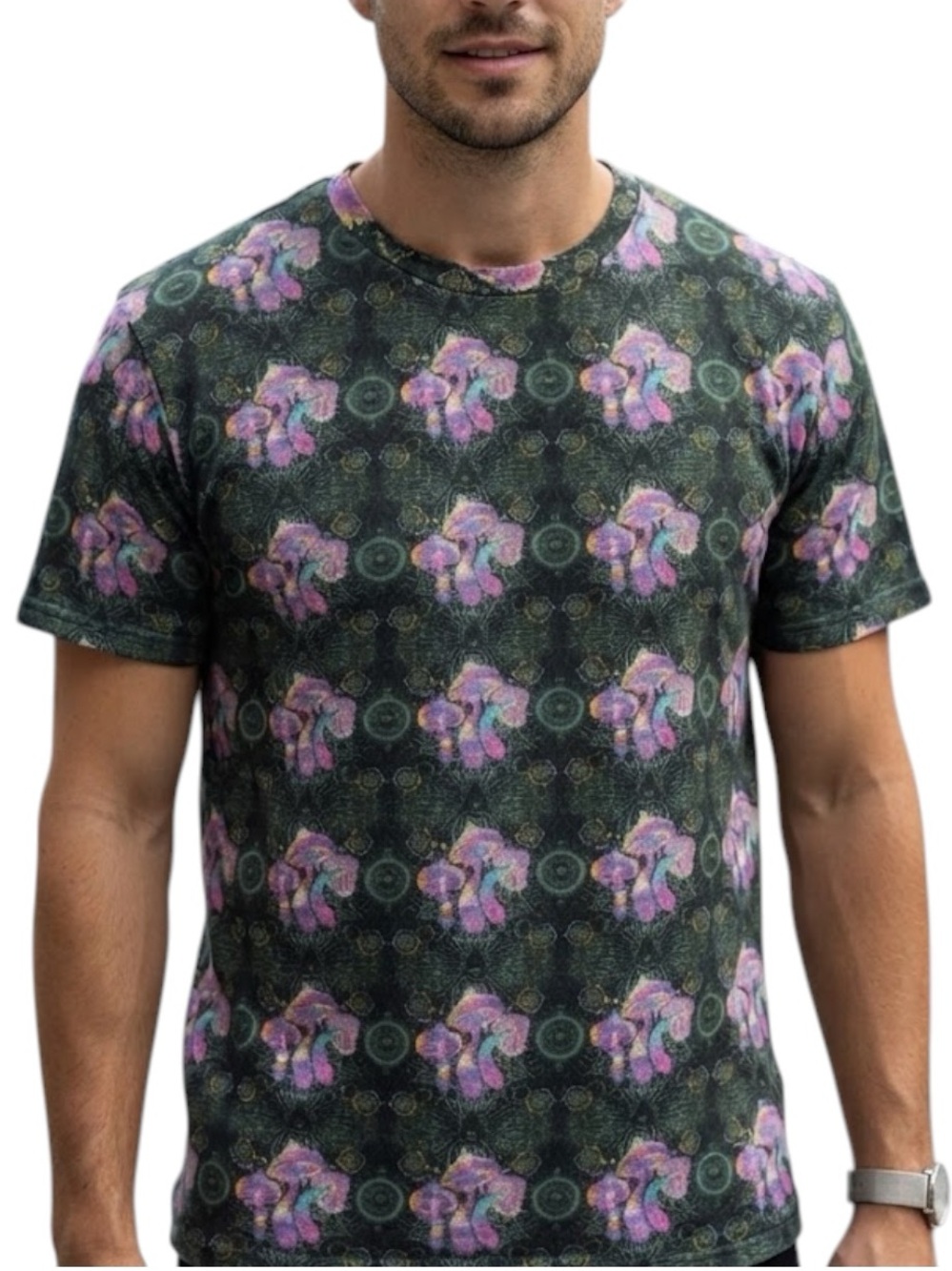 SUPER MASSIVE Psychedelic Magic Mushroom Graphic Tee Grey Small Indie Trippy Y2K